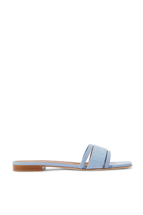 Demi Flat Embossed Croc Slide Sandal:Light/Pastel Blue:35.5